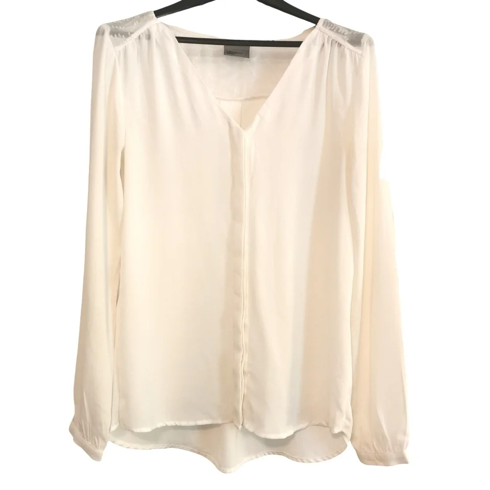 Vero Moda Semi Sheer Long Sleeve White Blouse - Sz L - Picture 1 of 4